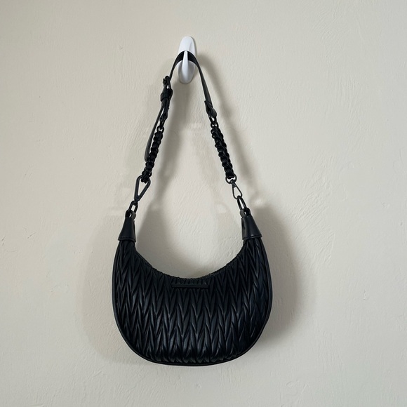 Aldo Black Woven Mini Bag with Adjustable Shoulder Strap - Picture 1 of 9